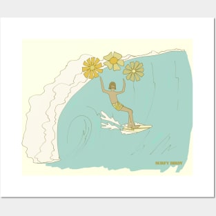 gerry lopez spreads flower power single fin // retro surf art by surfy birdy Posters and Art